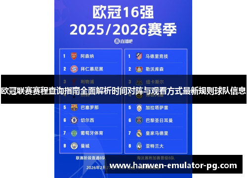 欧冠联赛赛程查询指南全面解析时间对阵与观看方式最新规则球队信息